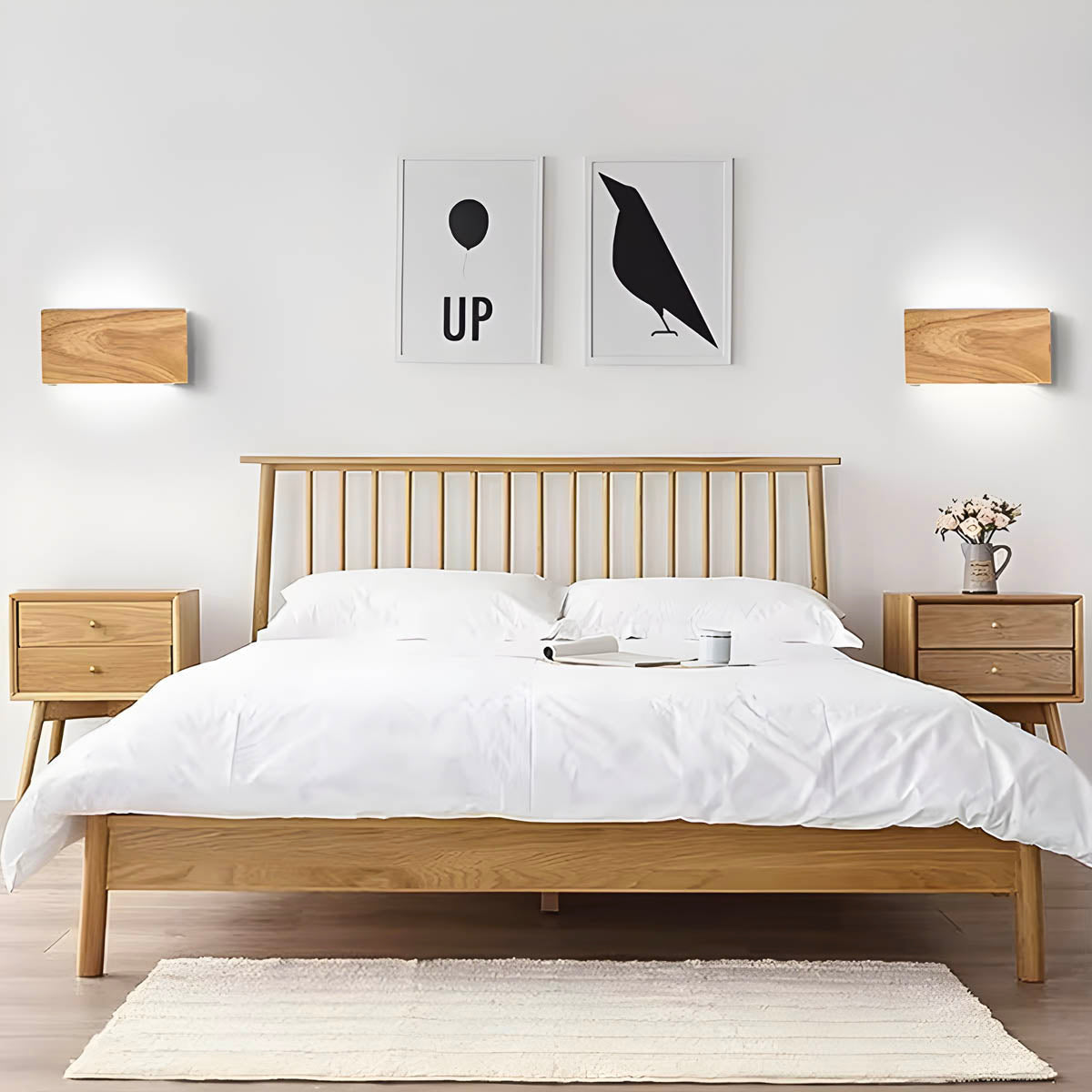 Wood and Acrylic LED Wall Light, Down or Up & Down