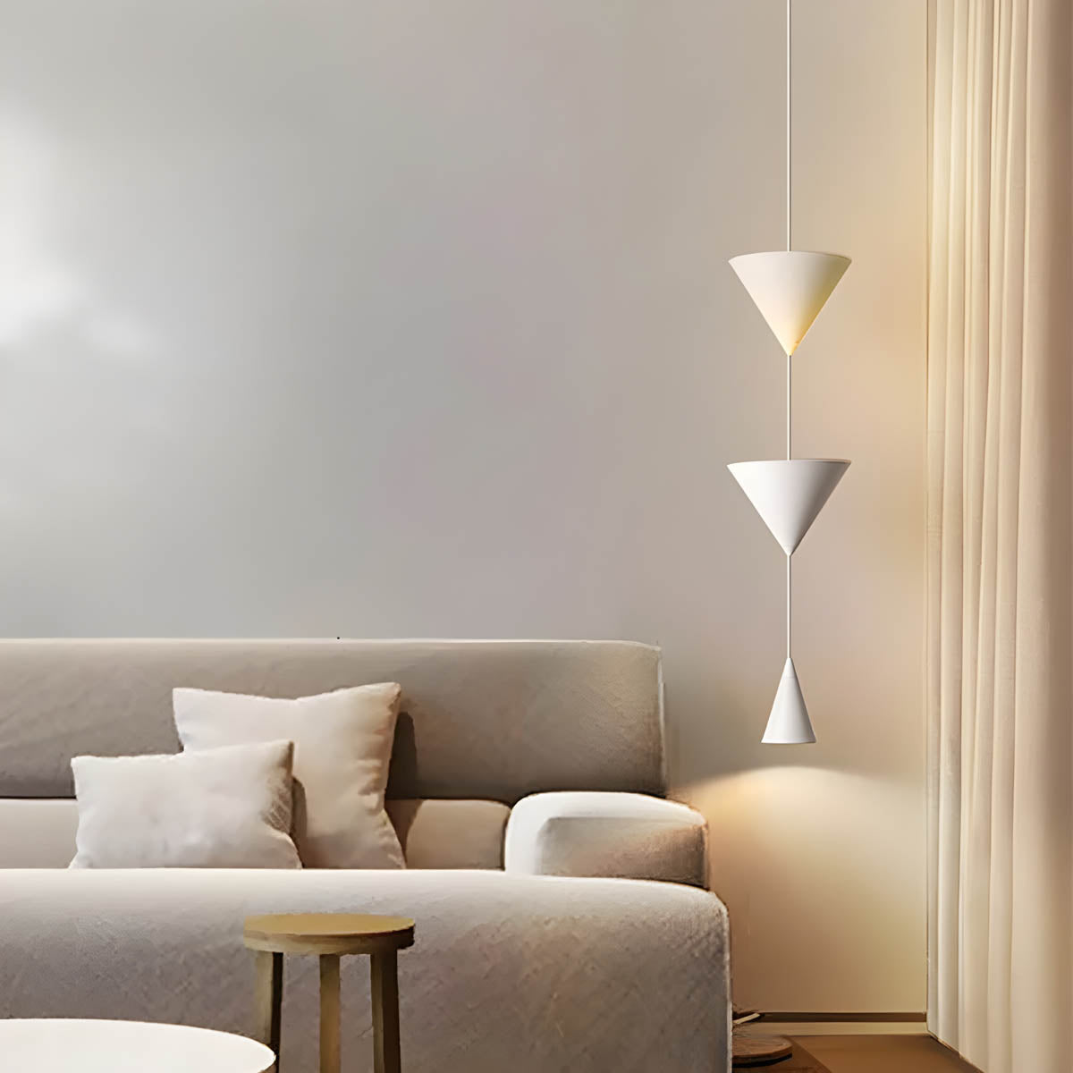 Triple-cone iron pendant light LED, adjustable cord