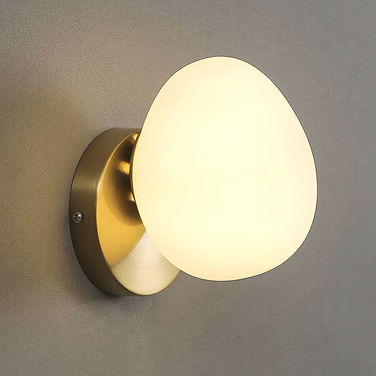 Egg-Shaped Glass Wall Light Metal Base Indoor Wall Sconce