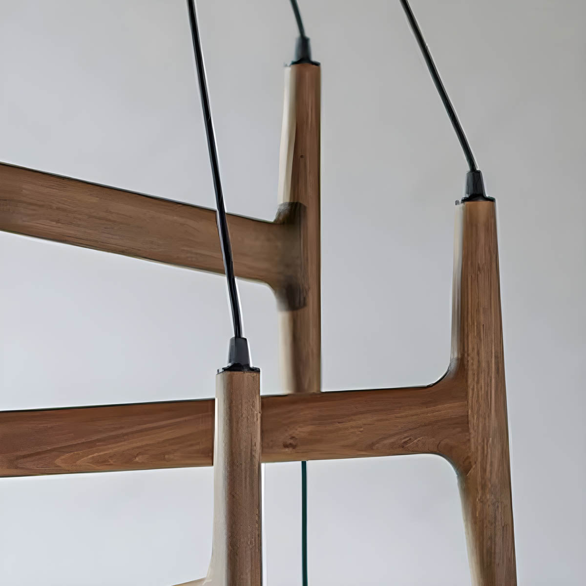 Wood & Glass Globe Pendant Light G9 2-6 Heads 40-60 cm