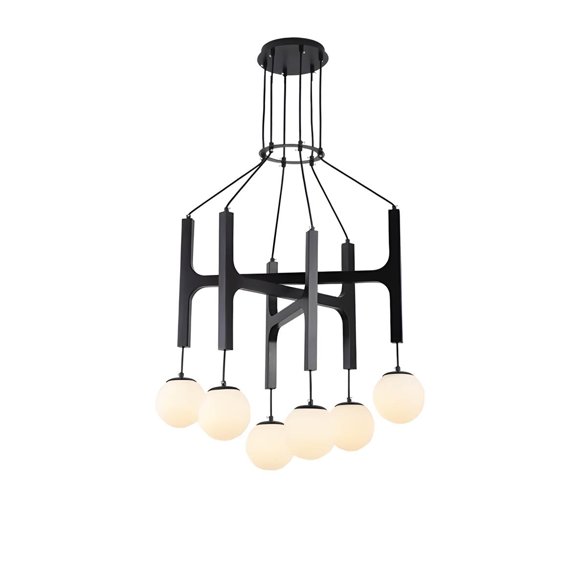 Wood & Glass Globe Pendant Light G9 2-6 Heads 40-60 cm