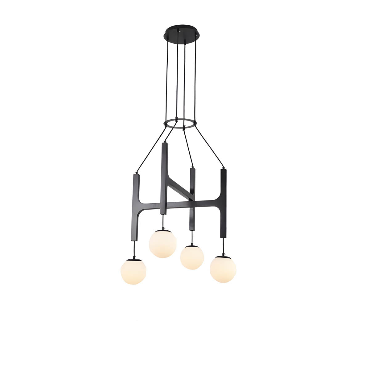 Wood & Glass Globe Pendant Light G9 2-6 Heads 40-60 cm