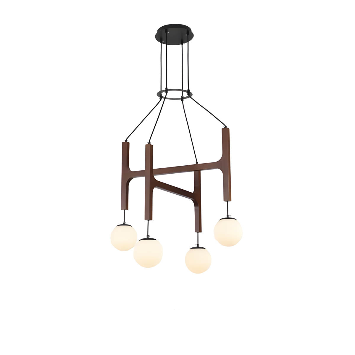 Wood & Glass Globe Pendant Light G9 2-6 Heads 40-60 cm