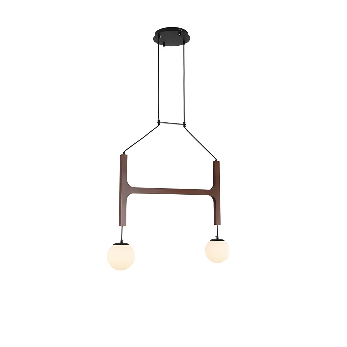 Wood & Glass Globe Pendant Light G9 2-6 Heads 40-60 cm