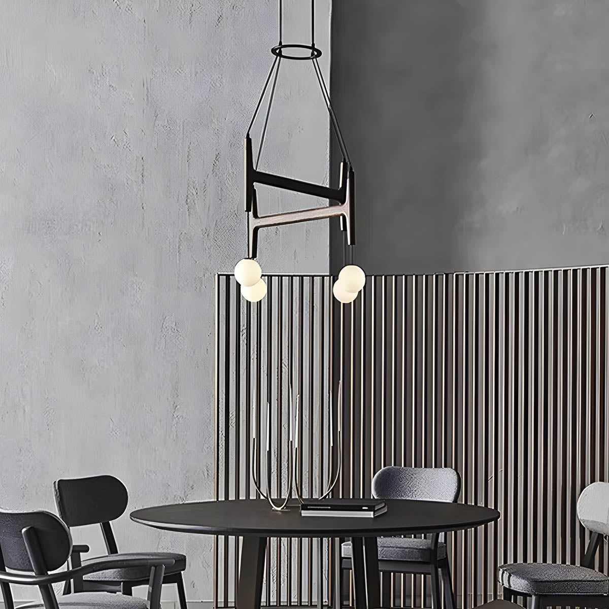 Wood & Glass Globe Pendant Light G9 2-6 Heads 40-60 cm