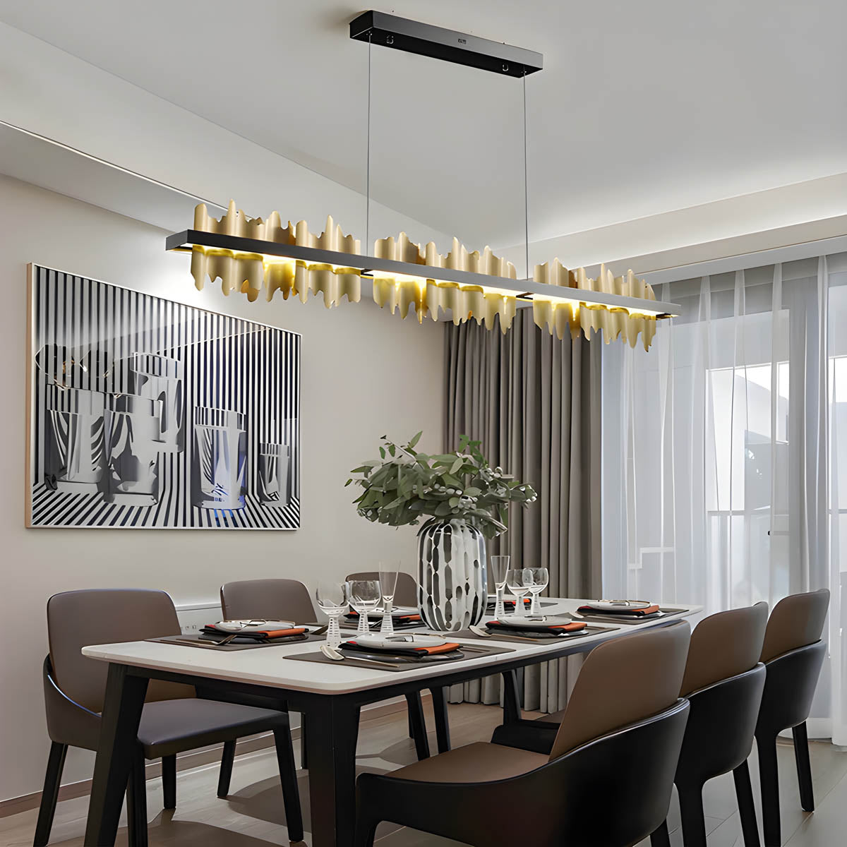 Aluminium & acrylic linear pendant light (Gold/Bronze finish)