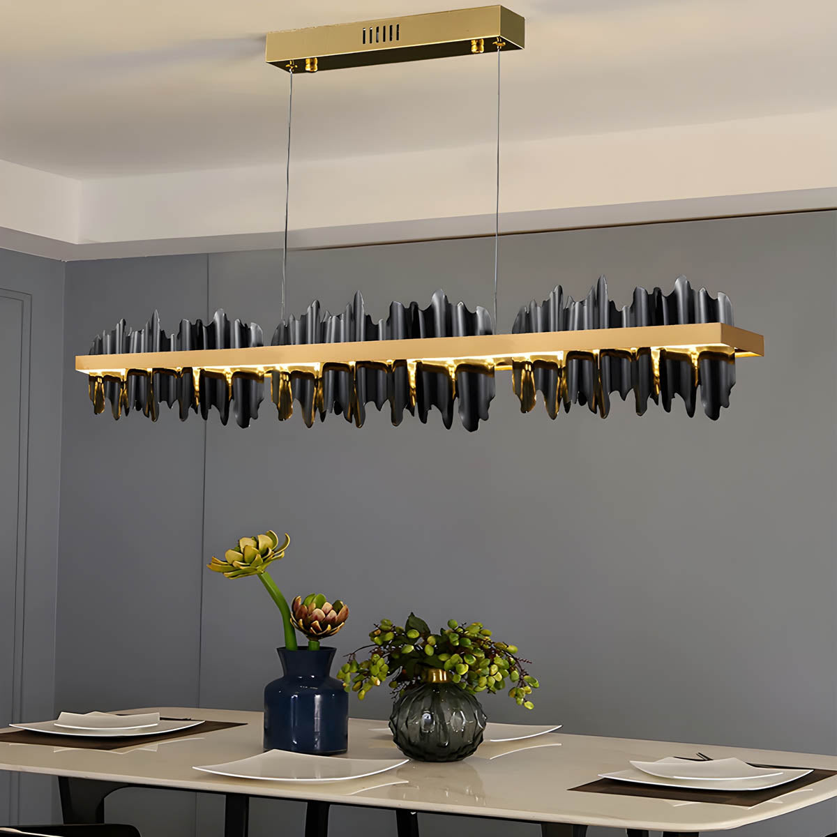 Aluminium & acrylic linear pendant light (Gold/Bronze finish)