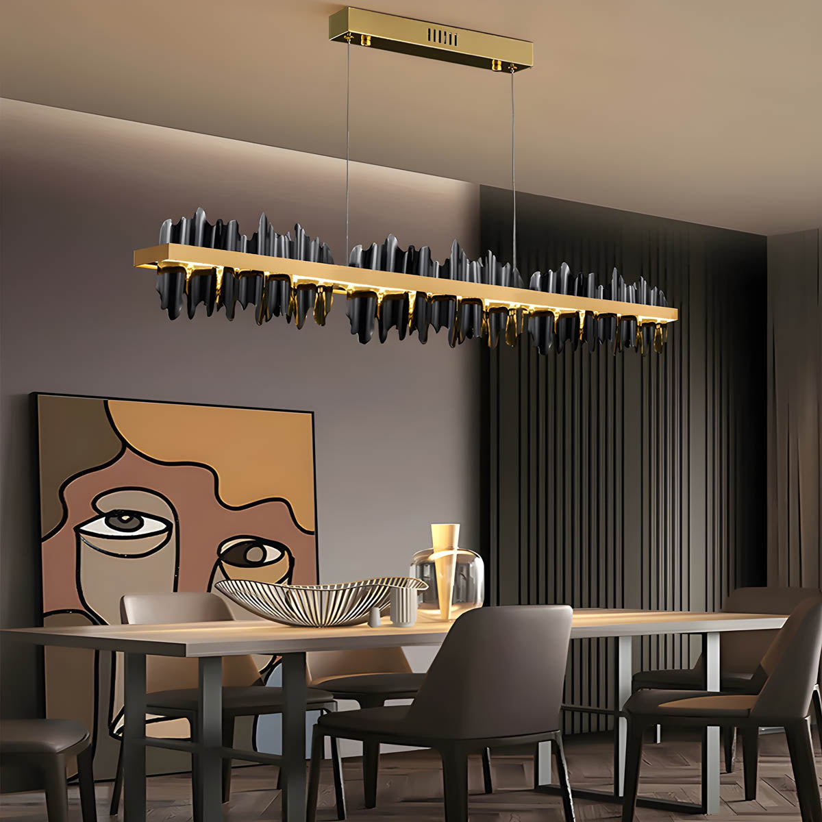 Aluminium & acrylic linear pendant light (Gold/Bronze finish)
