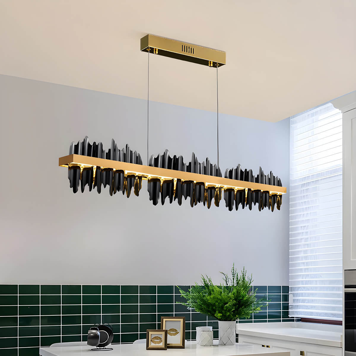 Aluminium & acrylic linear pendant light (Gold/Bronze finish)