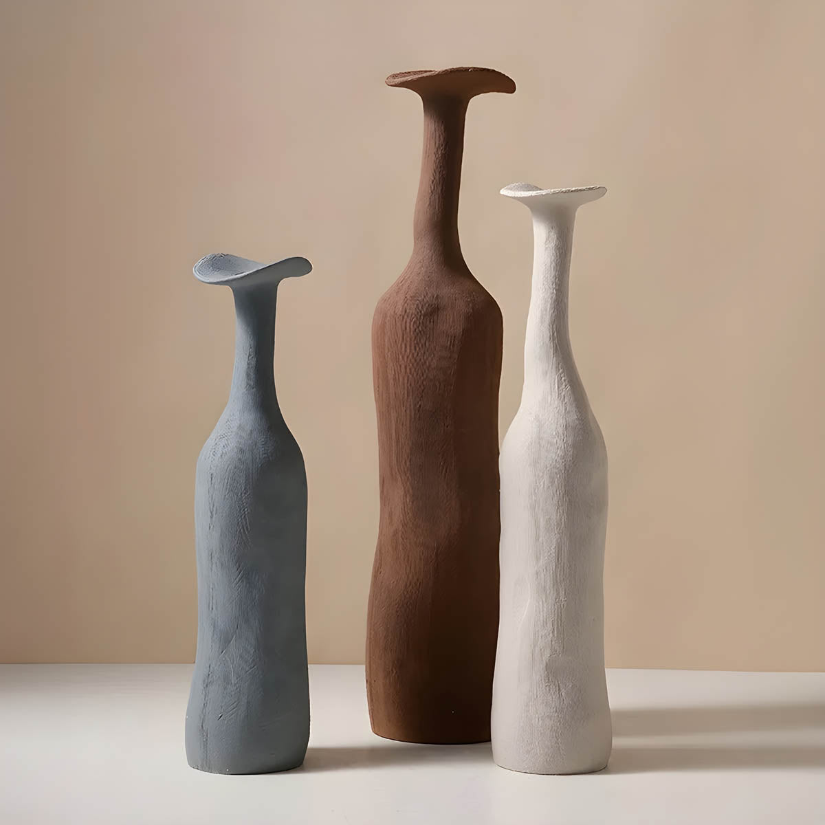 Earthy Organic Ceramic Vase Collection — Sculptural Hand-Moulded Texture