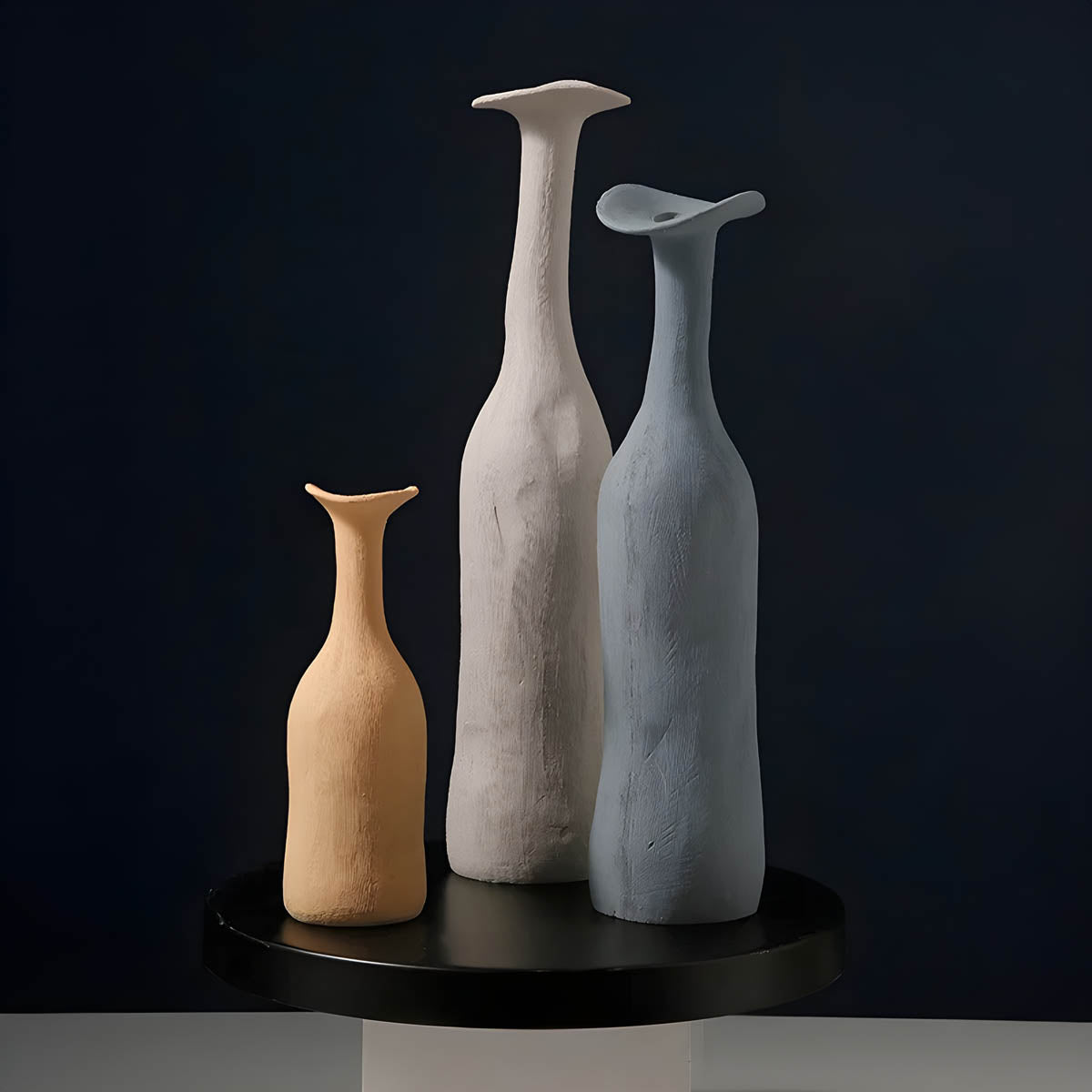 Earthy Organic Ceramic Vase Collection — Sculptural Hand-Moulded Texture