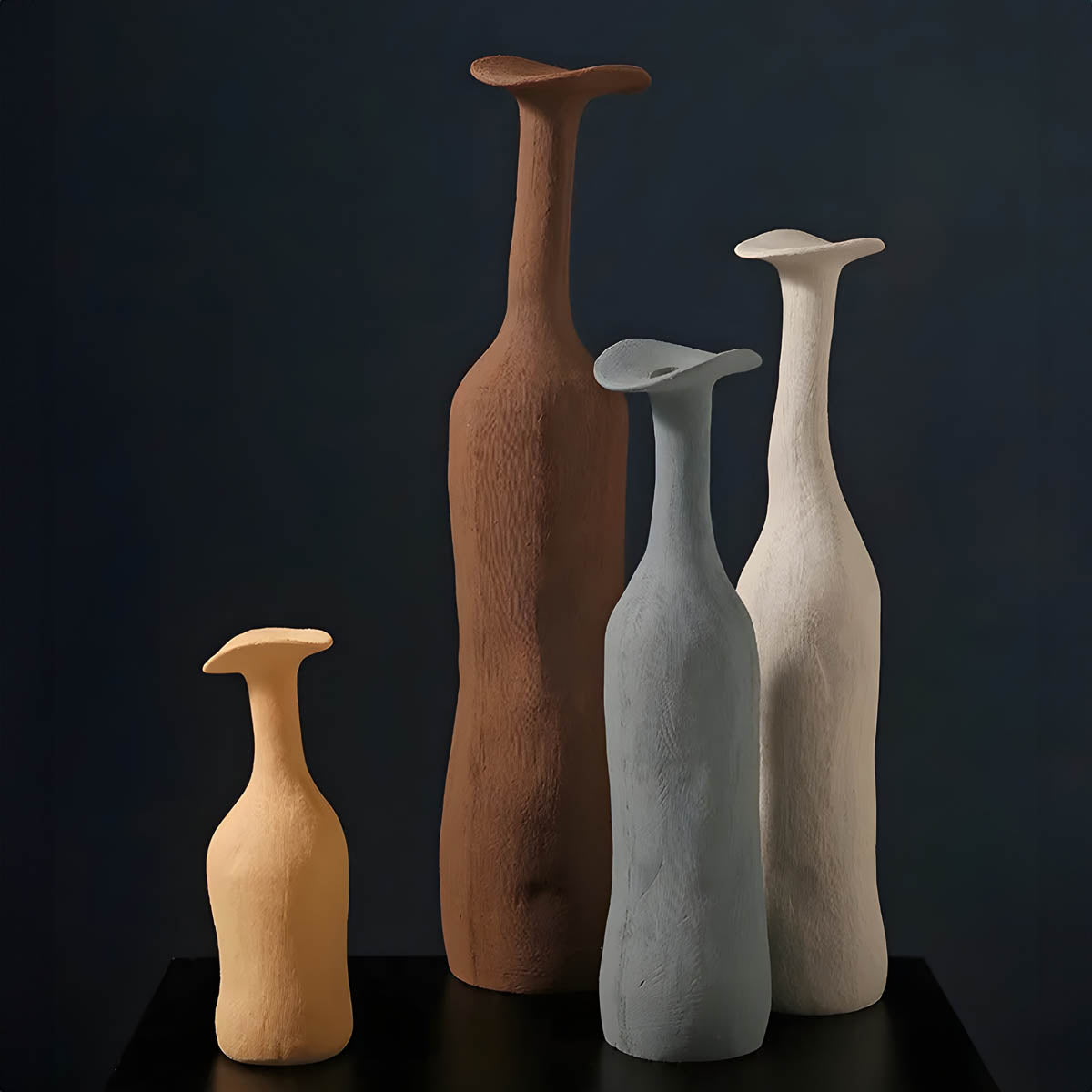 Earthy Organic Ceramic Vase Collection — Sculptural Hand-Moulded Texture