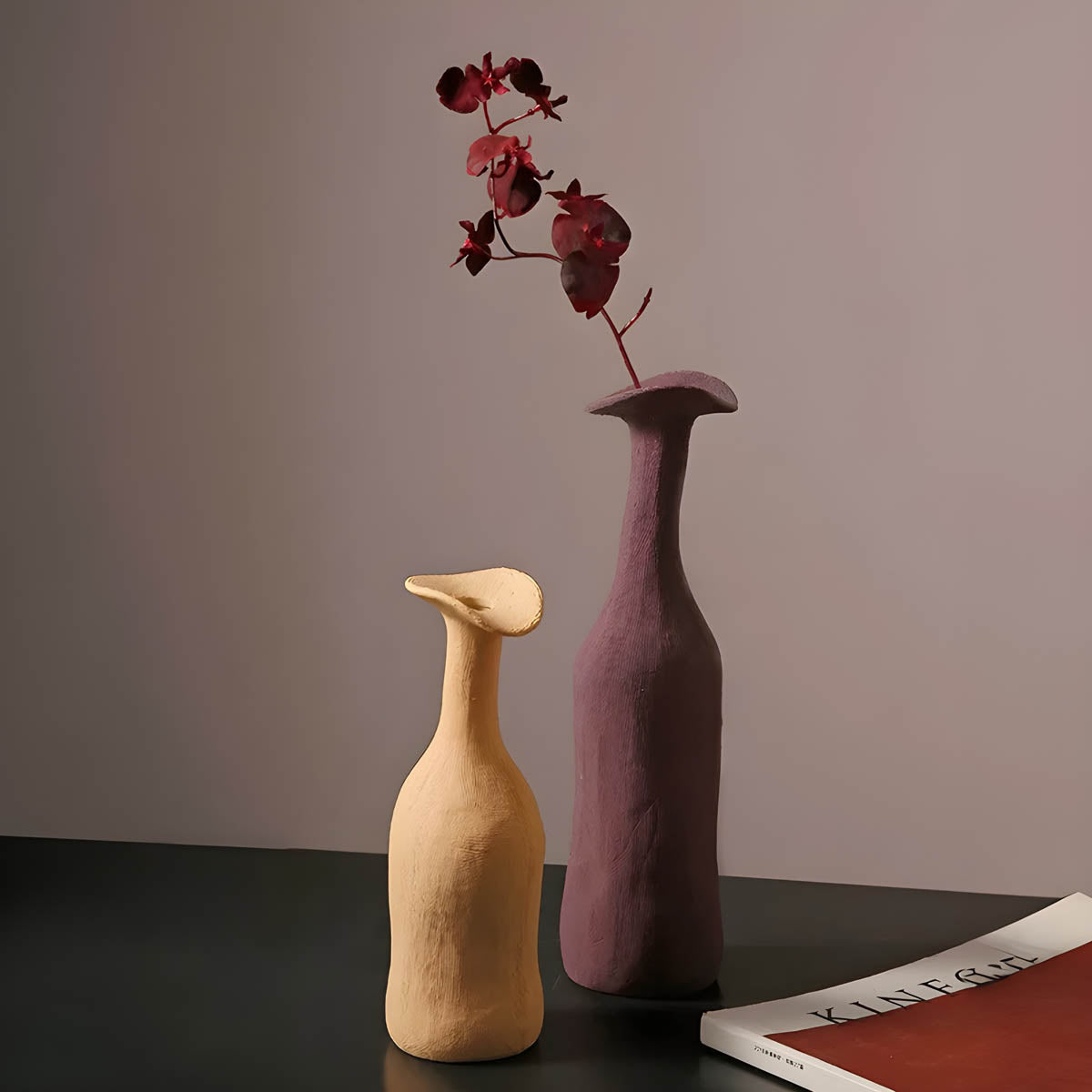 Earthy Organic Ceramic Vase Collection — Sculptural Hand-Moulded Texture