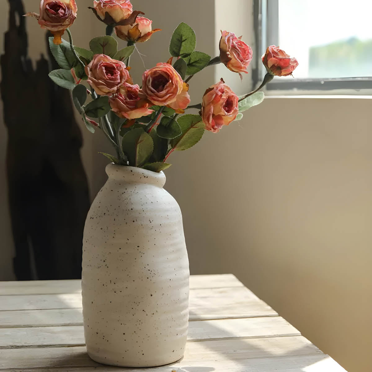 Speckled White Ceramic & Porcelain Vase Collection — Nordic Inspired Décor