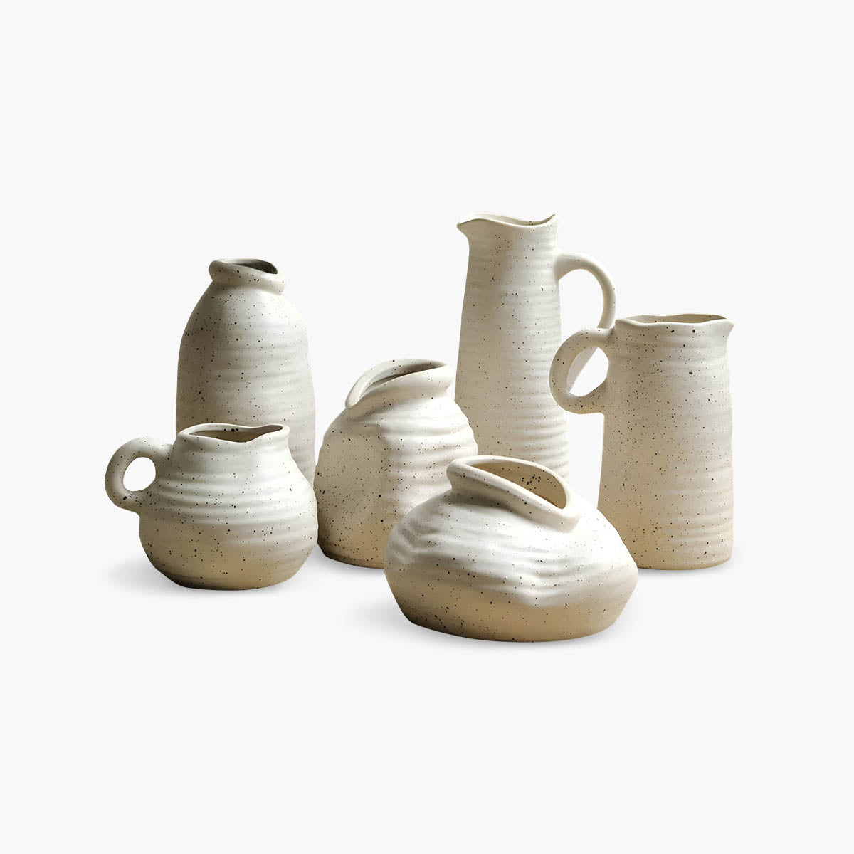 Speckled White Ceramic & Porcelain Vase Collection — Nordic Inspired Décor