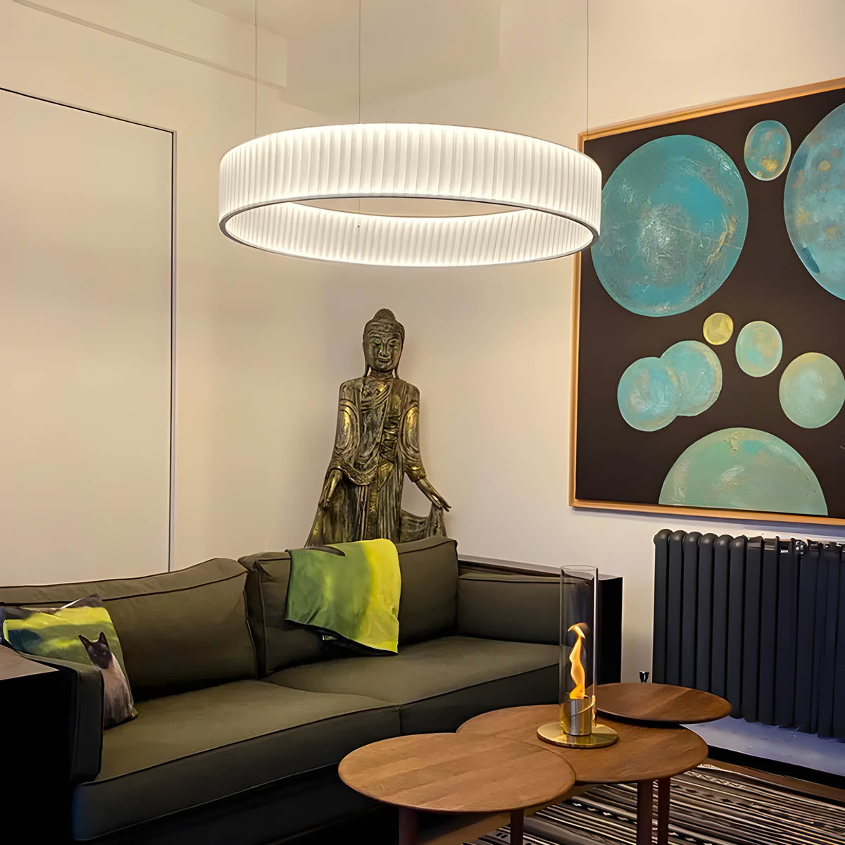 Fabric-Pleated Ring LED Pendant Light SLAVA