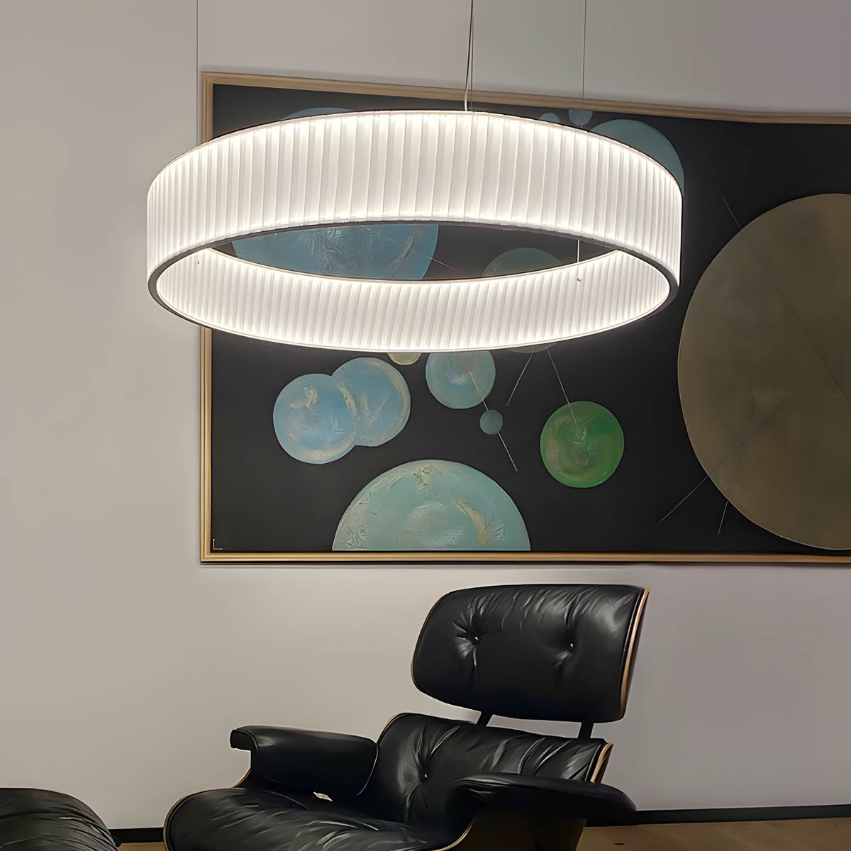 Fabric-Pleated Ring LED Pendant Light SLAVA