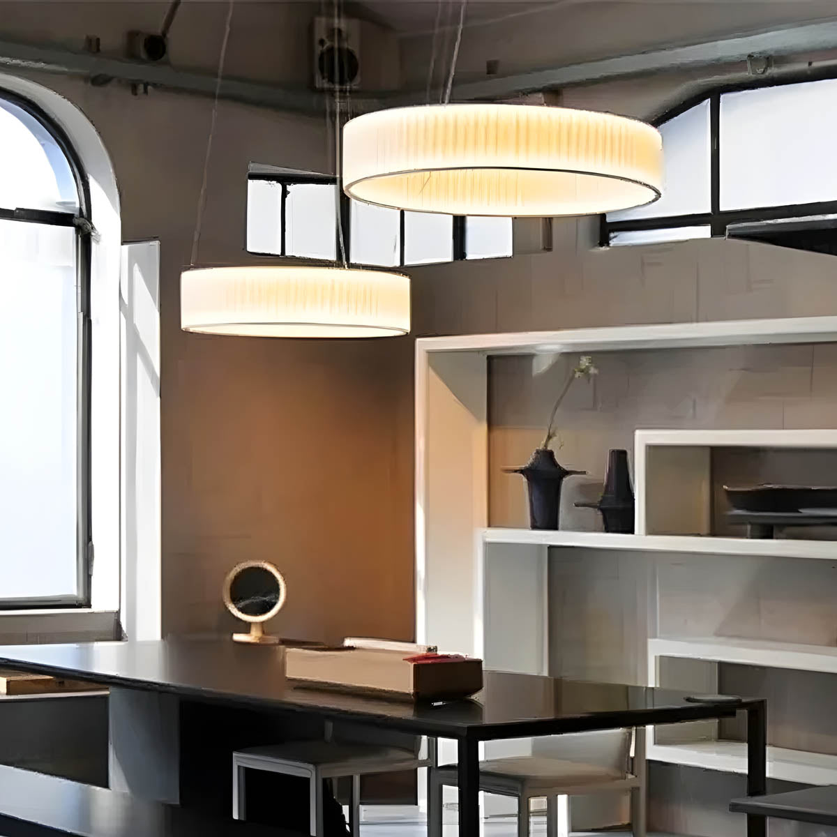 Fabric-Pleated Ring LED Pendant Light SLAVA