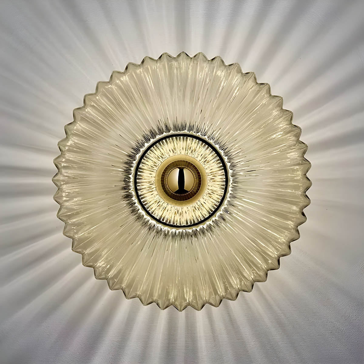 Pleated Glass & Metal Wall Lamp “Soleil”