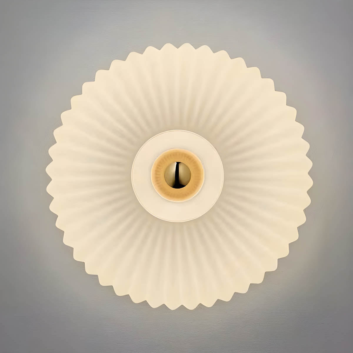 Pleated Glass & Metal Wall Lamp “Soleil”