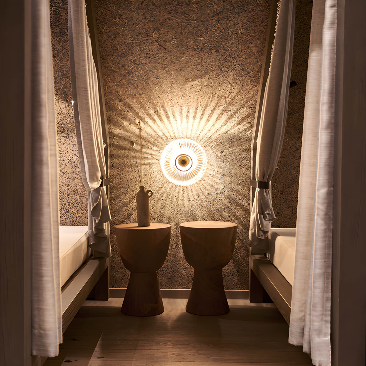 Pleated Glass & Metal Wall Lamp “Soleil”