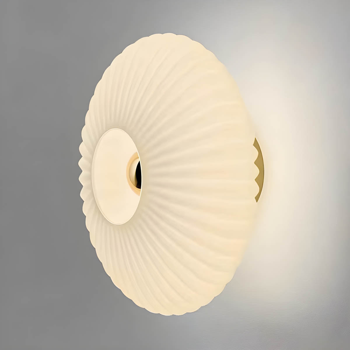 Pleated Glass & Metal Wall Lamp “Soleil”