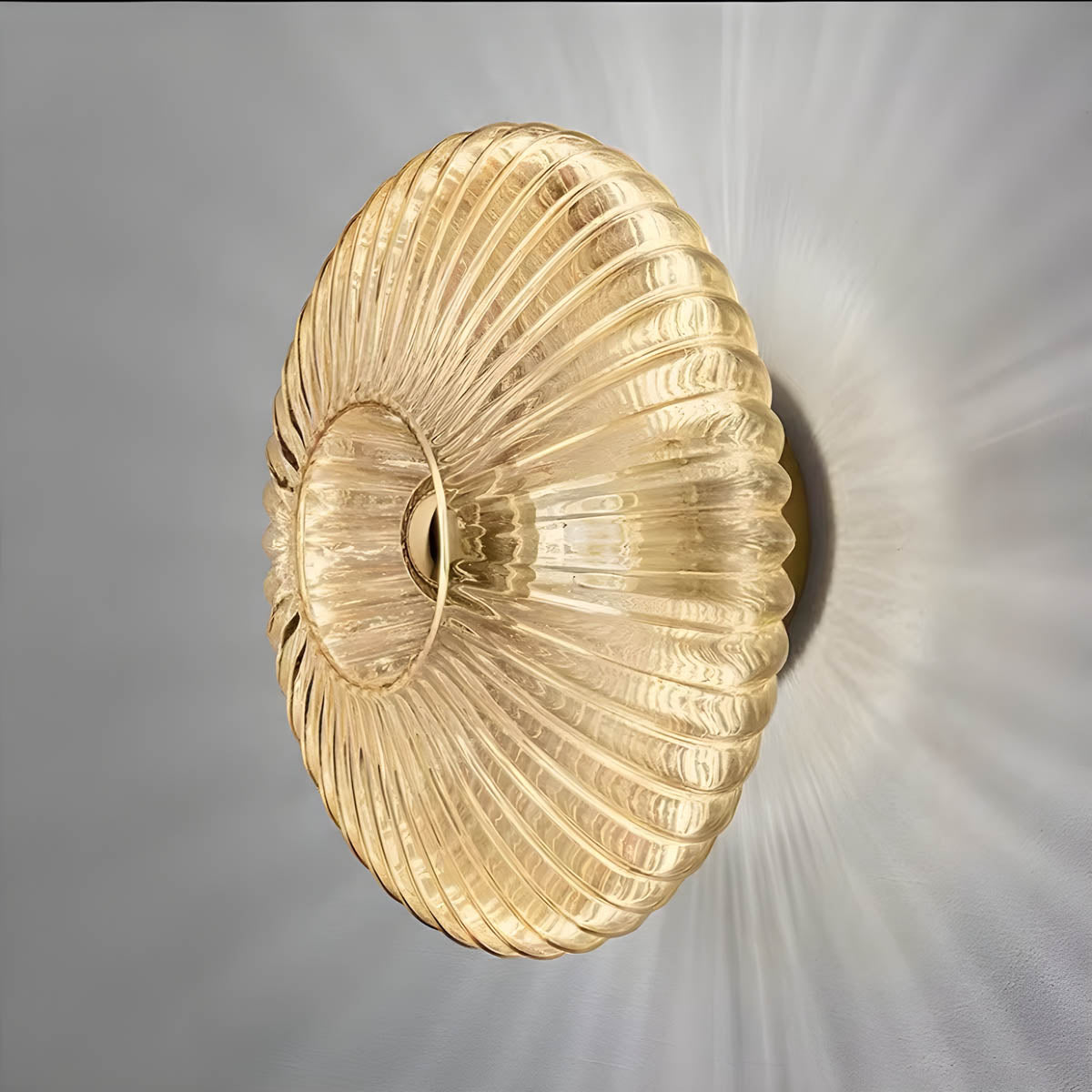 Pleated Glass & Metal Wall Lamp “Soleil”