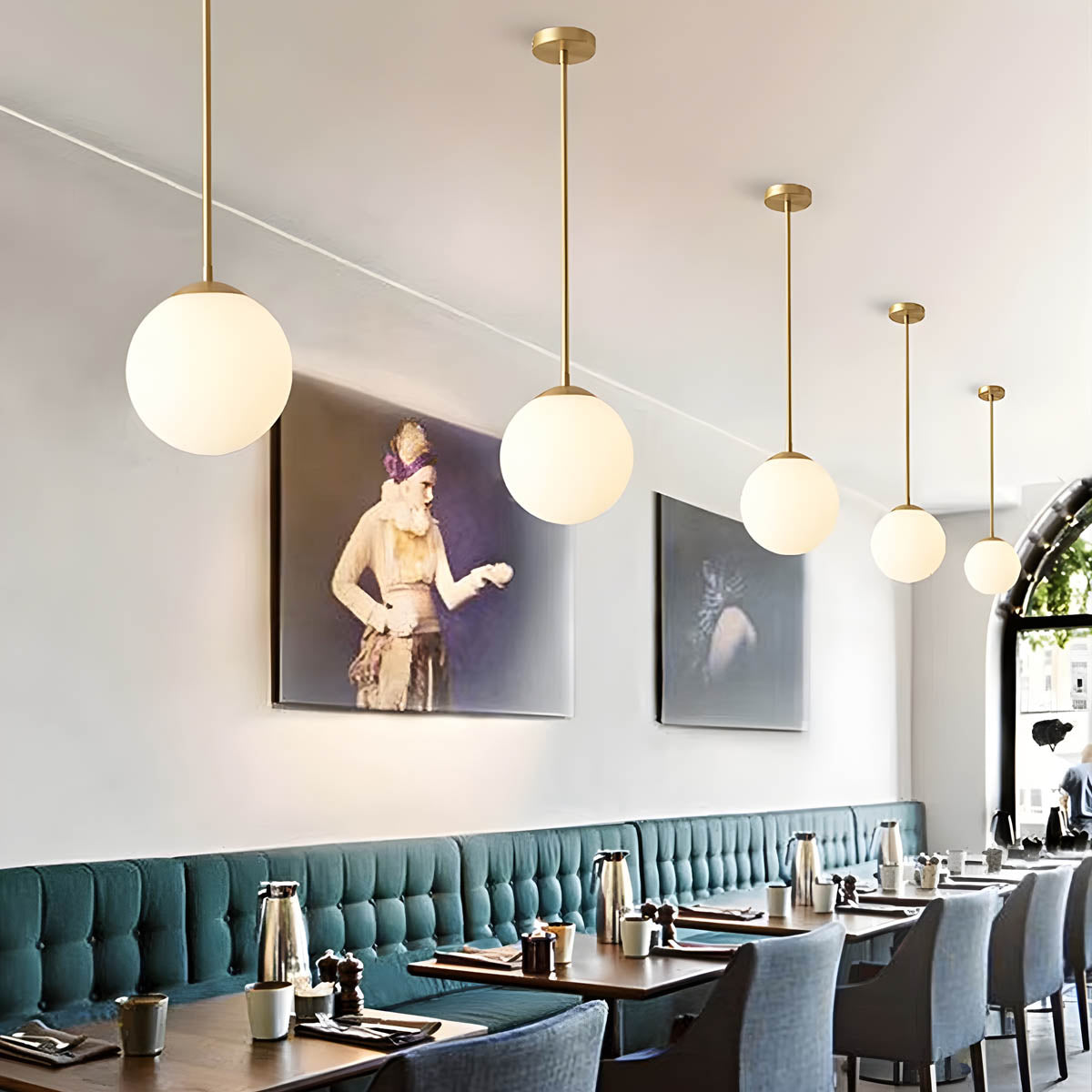 Multi-head glass globe pendant light