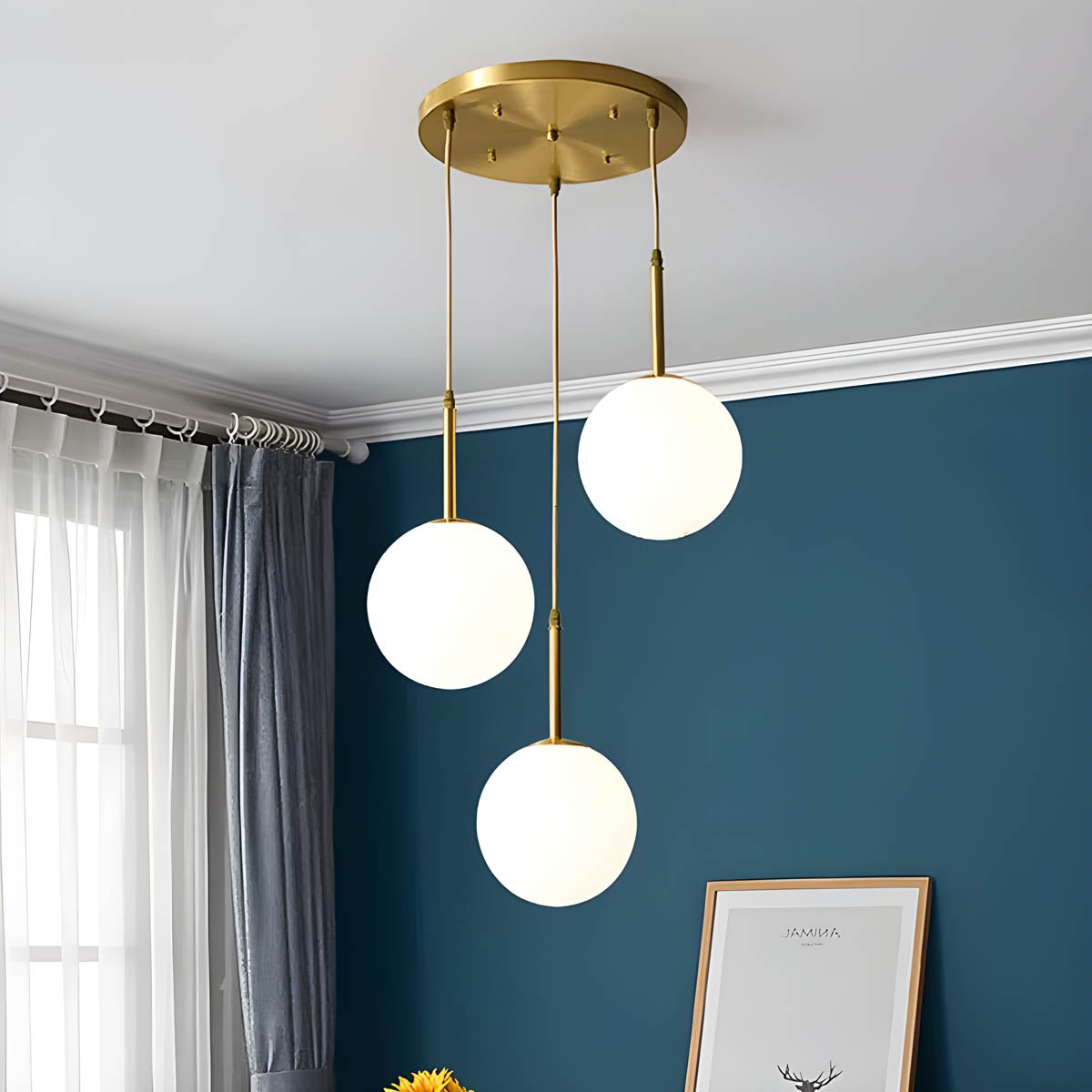 Multi-head glass globe pendant light