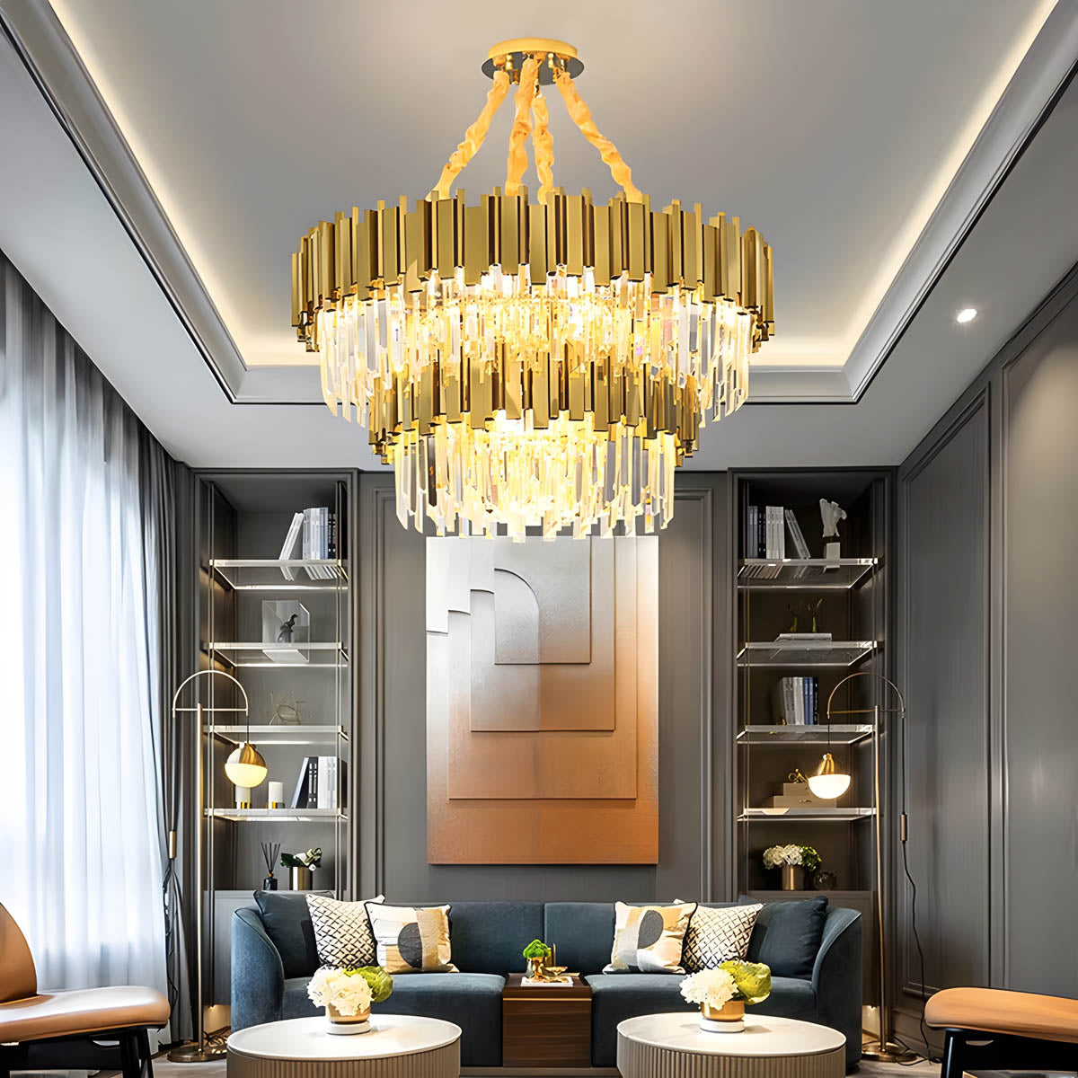 Stainless Steel & Crystal Chandelier E14 40-120 cm