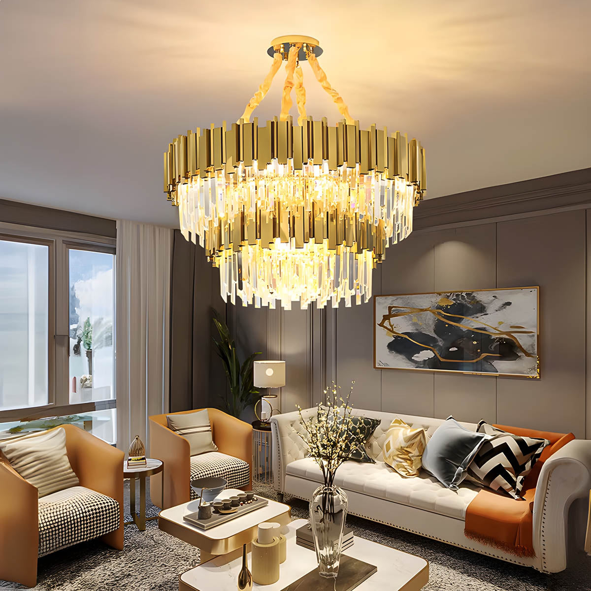 Stainless Steel & Crystal Chandelier E14 40-120 cm