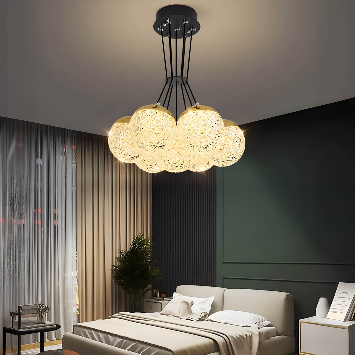 Acrylic & Steel Globe Chandelier LED 35-48 cm Modern Statement