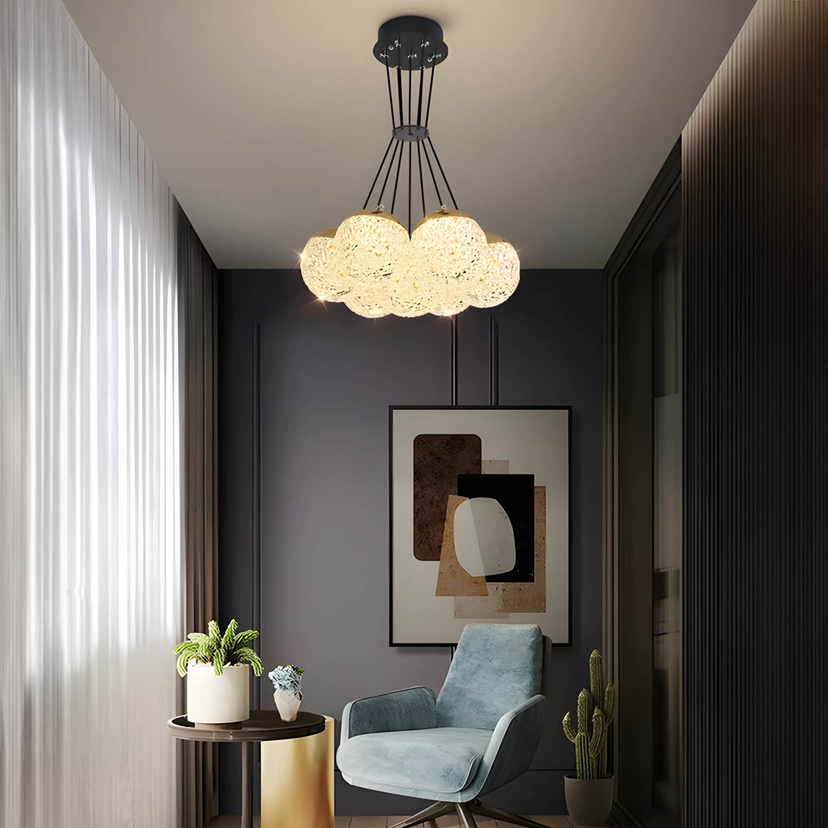 Acrylic & Steel Globe Chandelier LED 35-48 cm Modern Statement