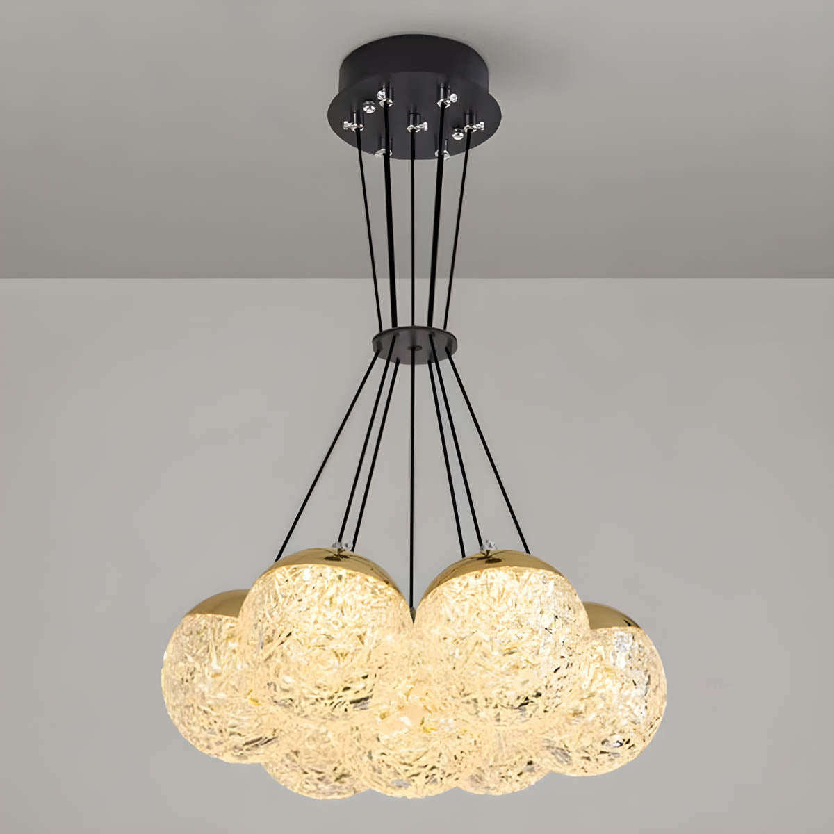 Acrylic & Steel Globe Chandelier LED 35-48 cm Modern Statement