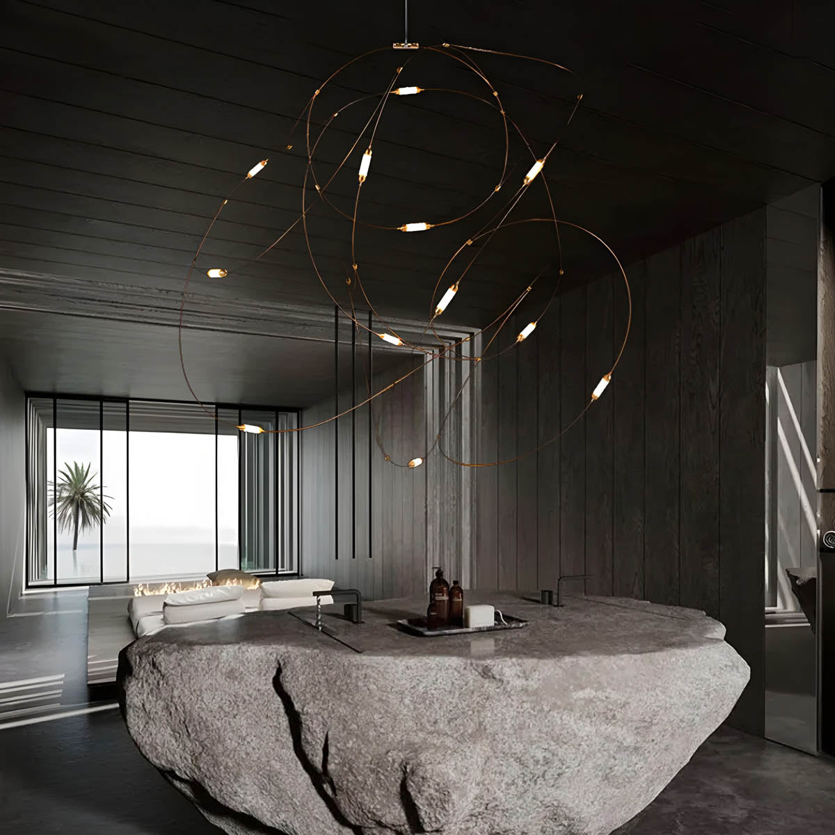 Stainless Steel Filament Wire Chandelier 80 cm