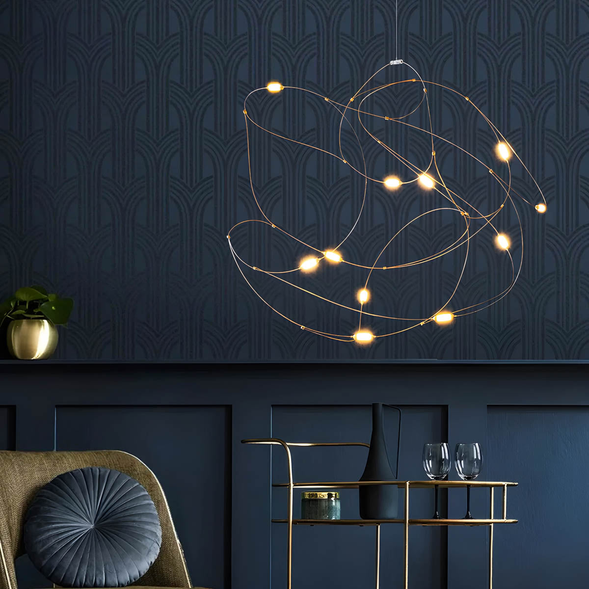 Stainless Steel Filament Wire Chandelier 80 cm