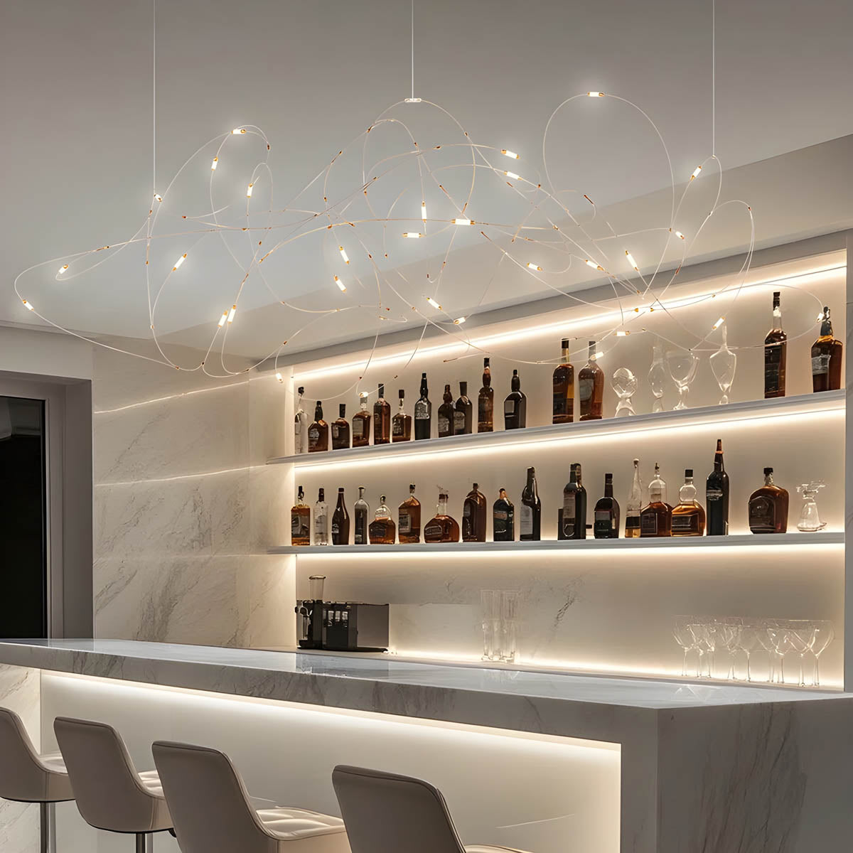 Stainless Steel Filament Wire Chandelier 80 cm