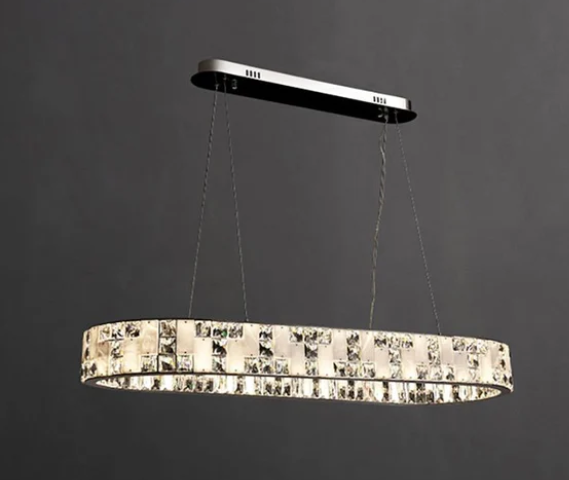 Stainless steel marble & crystal statement pendant light