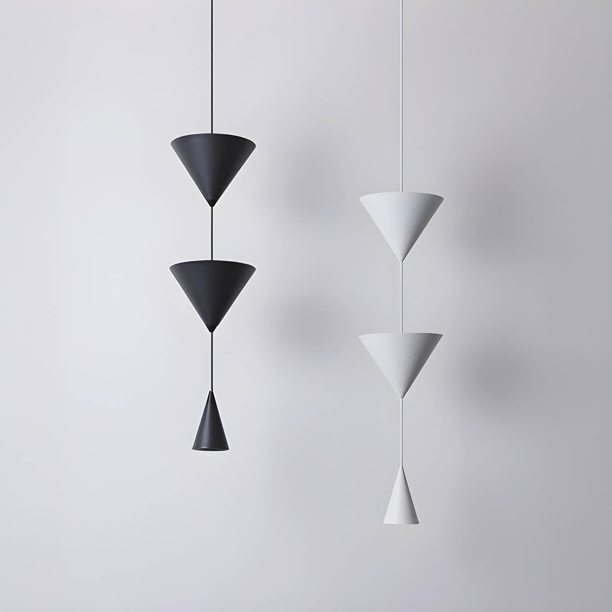 Triple-cone iron pendant light LED, adjustable cord