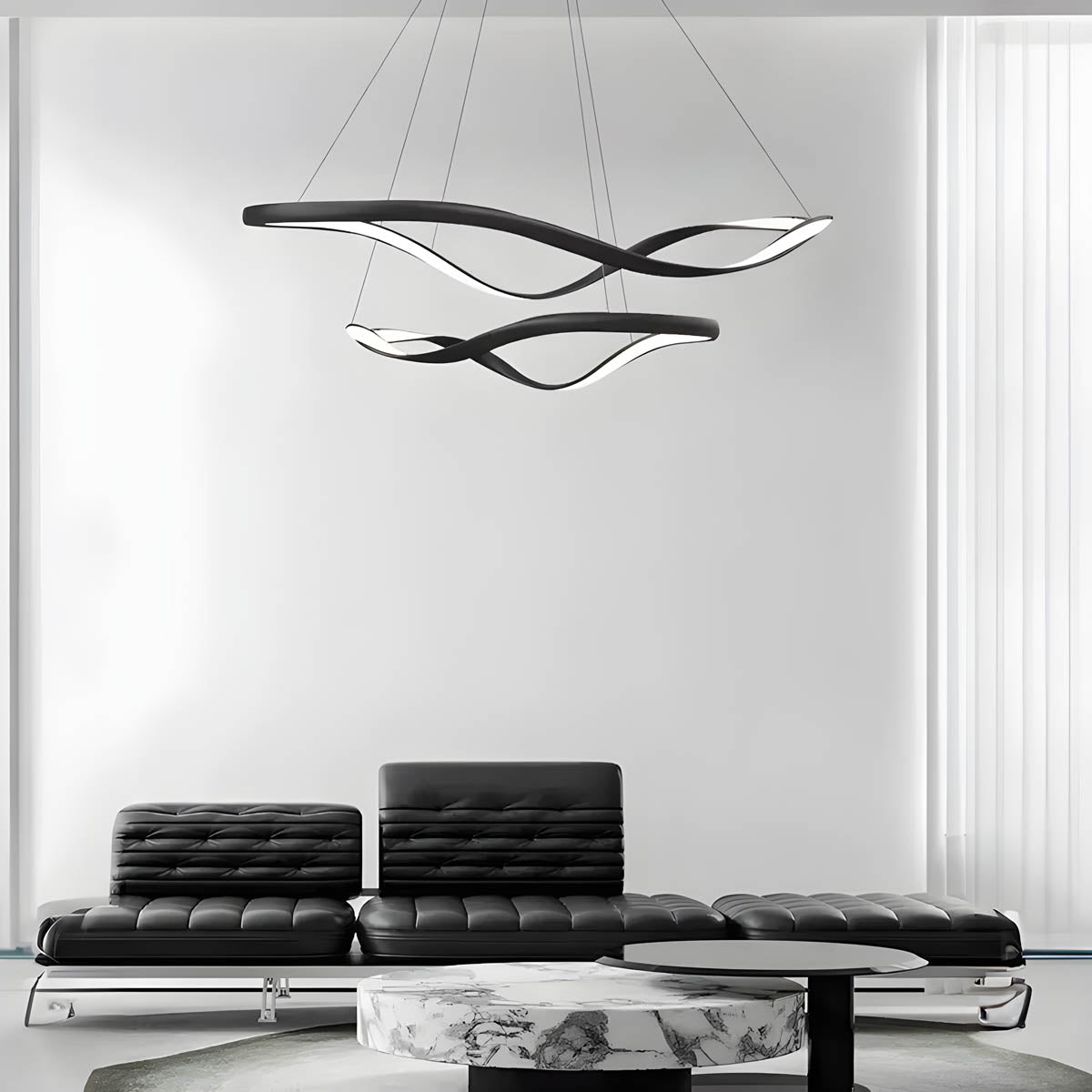 Ribbon-Style Semi-Flush Pendant Light 40-100 cm