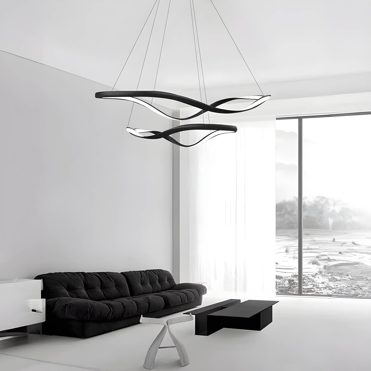 Ribbon-Style Semi-Flush Pendant Light 40-100 cm