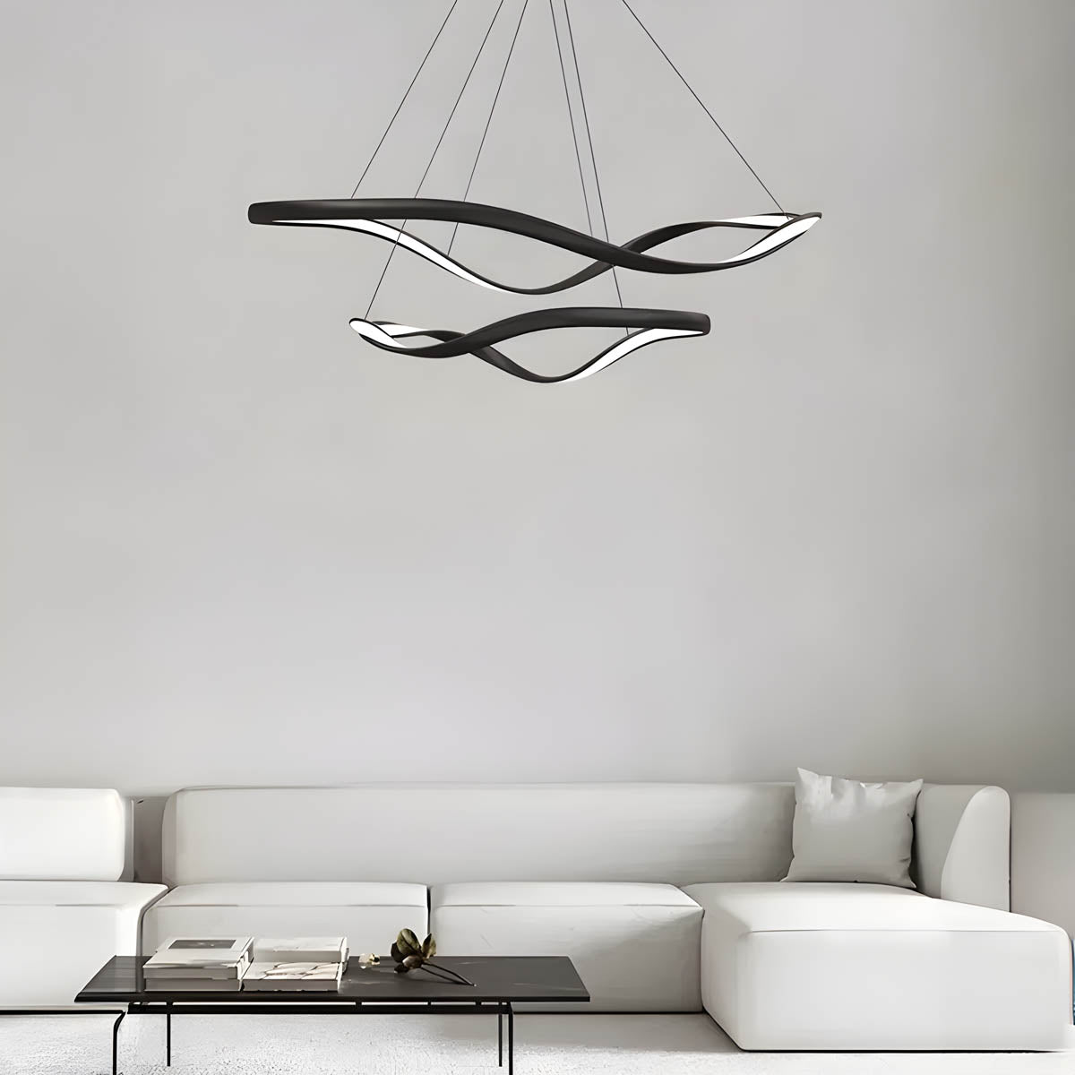Ribbon-Style Semi-Flush Pendant Light 40-100 cm