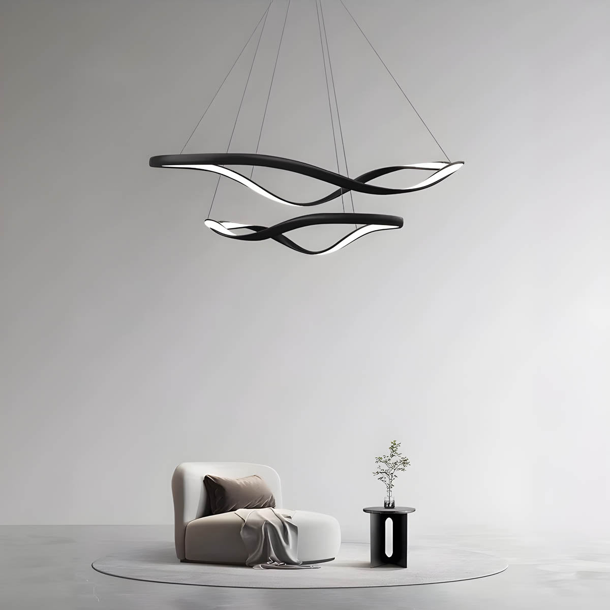 Ribbon-Style Semi-Flush Pendant Light 40-100 cm