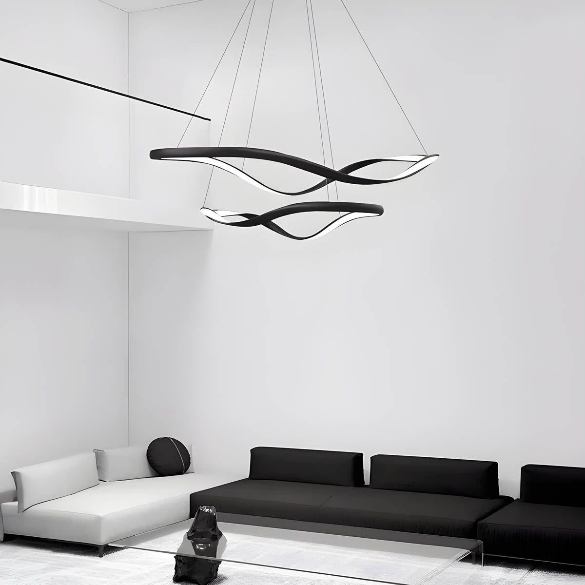 Ribbon-Style Semi-Flush Pendant Light 40-100 cm