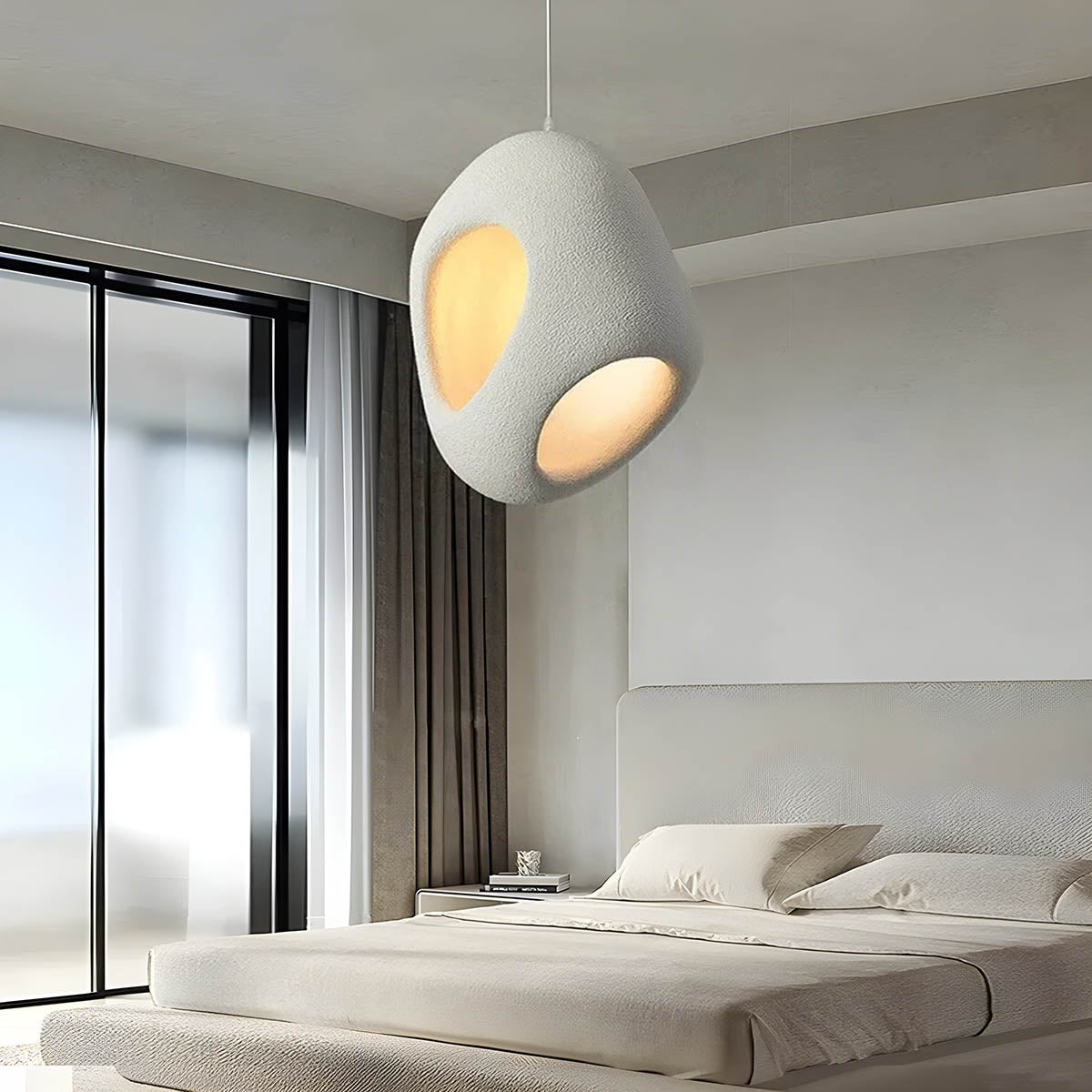 Polystyrene Sculptural Pendant Light E27 LED, 42×58 cm