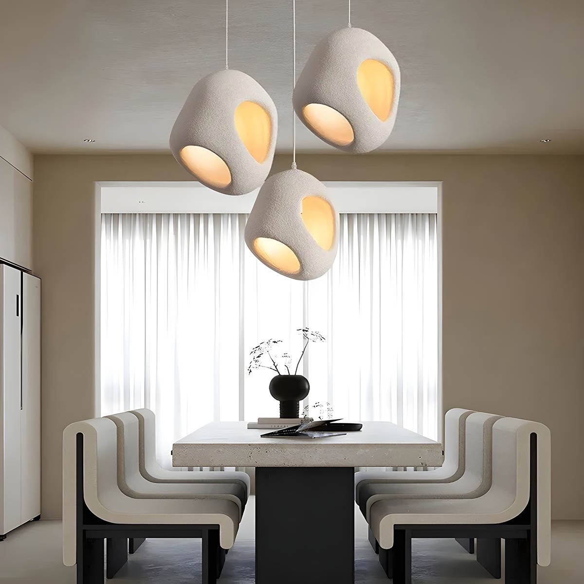 Polystyrene Sculptural Pendant Light E27 LED, 42×58 cm