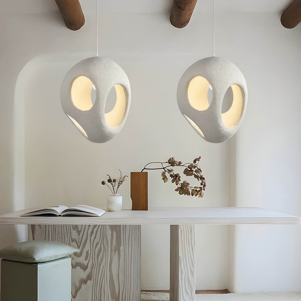 Polystyrene Sculptural Pendant Light E27 LED, 42×58 cm