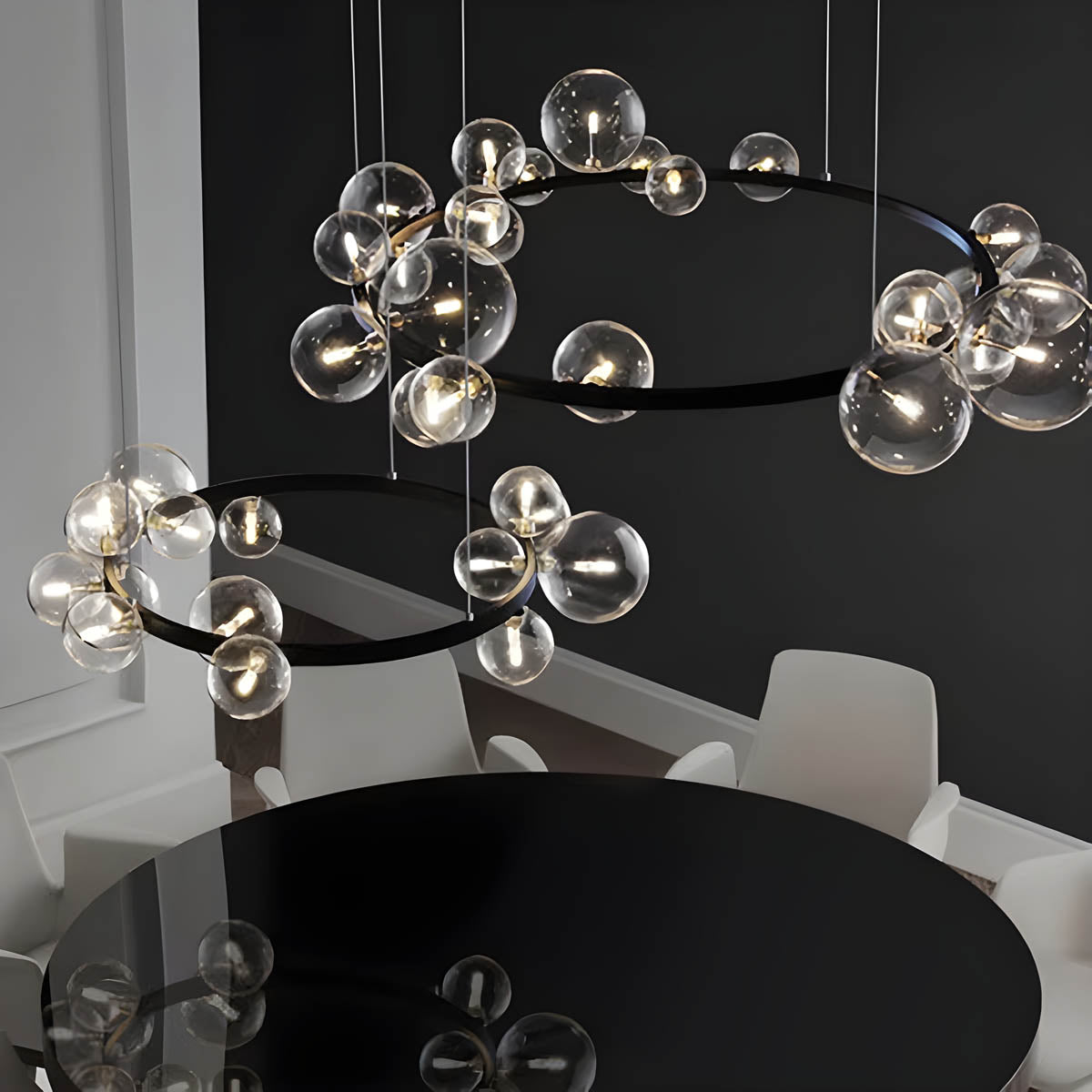 Glass Ball Semi-Flush Chandelier 85-120 cm