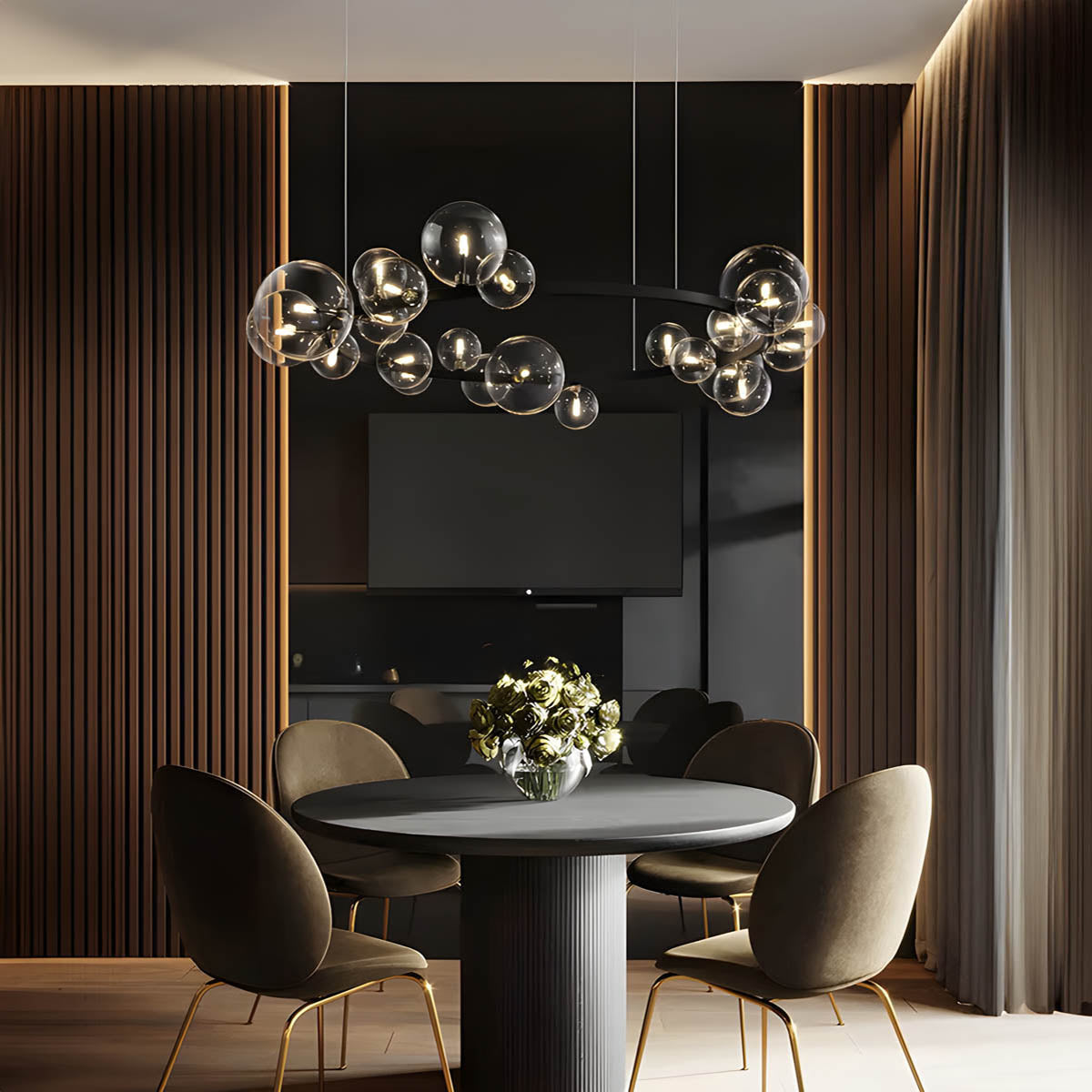 Glass Ball Semi-Flush Chandelier 85-120 cm