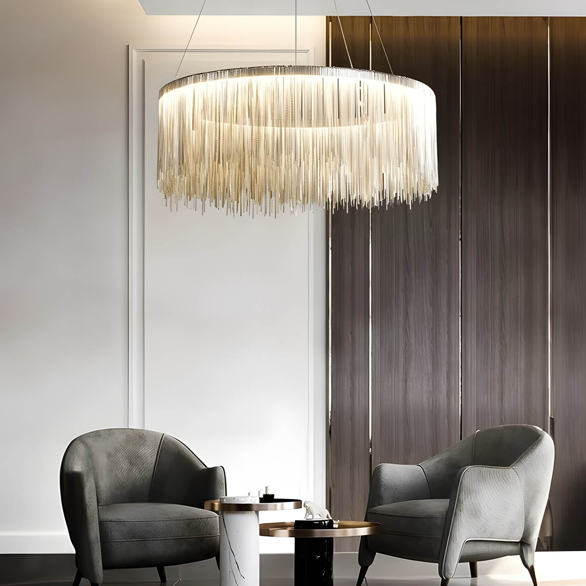 Aluminum & Iron Fringe Chandelier LED 50-150 cm